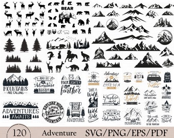 120 Adventure svg | Mountain svg | Camping svg | Landscape svg | Nature svg | Travel Svg | Tree Svg | deer Svg | Camper Svg | Bear svg | svg