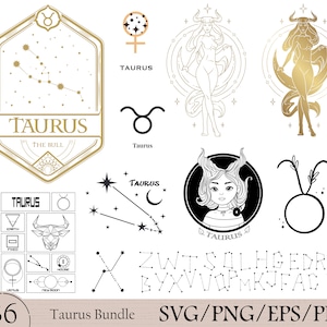36 牡牛座の女王 SVG バンドル、牡牛座 SVG バンドル、星座 SVG、星座 SVG、牡牛座 PNG、牡牛座シャツ、SVG カット ファイル、占星術
