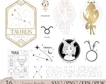 Taurus Queen SVG Bundle, Zodiac Sign Astrology (pdf, png, svg)