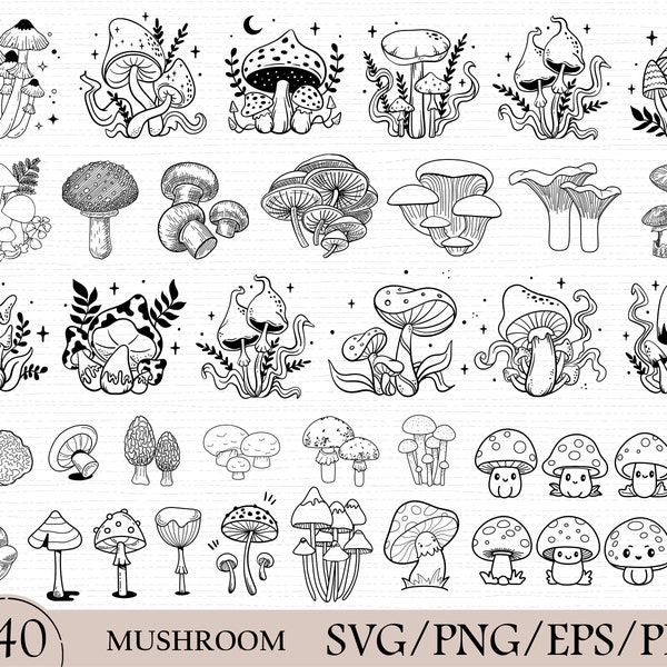 140 Mushroom Svg | Mushroom Svg Bundle | Mushroom Clipart | Mystical Moon Mushroom Svg | Magic Mushroom Svg | Boho Mushroom Clipart