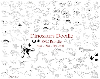 100 Dinosaur Doodle SVG Bundle | Dinosaur Outline SVG | Dinosaur Coloring SVG, Dinosaur svg | Dinosaur Clipart | Cut Files Cricut