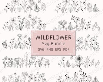 Wildblumen SVG-Bundle, Blumenbild, Geburtsblume (svg, png, pdf, eps)