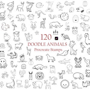 Animal Doodle Procreate Stamps, Procreate Animal Stamps, Procreate Doodle Stamps, Animal Stamps, procreate brush set, Stamp bundle