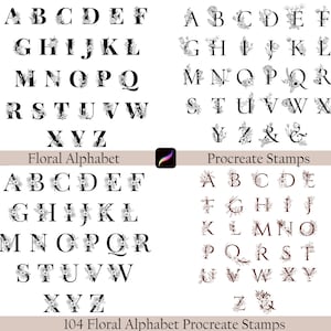 104 bloemen alfabet voortplanten postzegels, alfabet voortplanten BORSTELS, brief postzegels, letter tattoo, alfabet stempel clipart borstel stempels doodle
