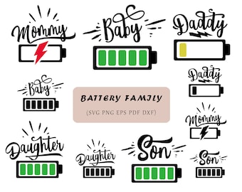 Family Battery SVG Bundle, Cricut Cut Files (Digital Download)
