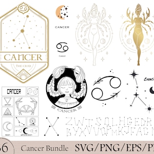 36 Cancer Queen SVG-Bundle, Cancer Astrologie Bundle, Sternzeichen geschnitten Datei, Astrologie, Sternzeichen Zeichen, Astrologie, Png, Shirt, Astrologie