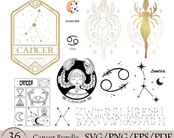 36 Cancer Queen SVG-Bundle, Cancer Astrologie Bundle, Sternzeichen geschnitten Datei, Astrologie, Sternzeichen Zeichen, Astrologie, Png, Shirt, Astrologie