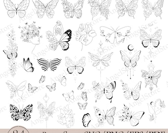 Floral Butterfly SVG Bundle, Butterfly Svg, Butterfly Clipart, Svg Files Files For Cricut, Floral Woman Svg, butterfly png, Wings