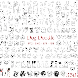 Paquete de 300 Svg de perro / Svg de dibujo de perro / Svg de perro / Svg de amante de los perros / Svg de mamá perro / Svg de huella de pata / Dibujo de perro / Tatuaje de perro / Svg de mascota