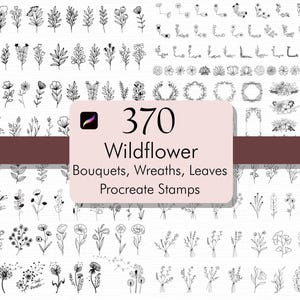370 Procreate Wildflower Stamps, Botanical Stamps, Floral Procreate Stamps, Procreate Flowers Stamps, Procreate Leaves