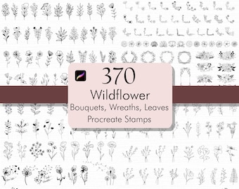 370 Wildflower Botanical Procreate Stamps (Commercial Use)