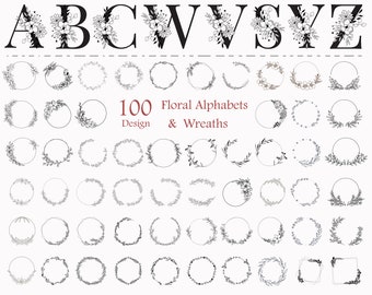 100 Wreath Svg Bundle | Floral Wreath Bundle | Floral Alphabets svg | Flower svg | floral svg | Circle frame svg | Flower wreath svg | png