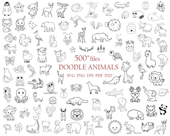 500 Files Animal Doodle Svg Bundle | Animal Svg | Doodle Svg | Safari animal svg | cute animal svg | farm animal svg | Animal clipart | png