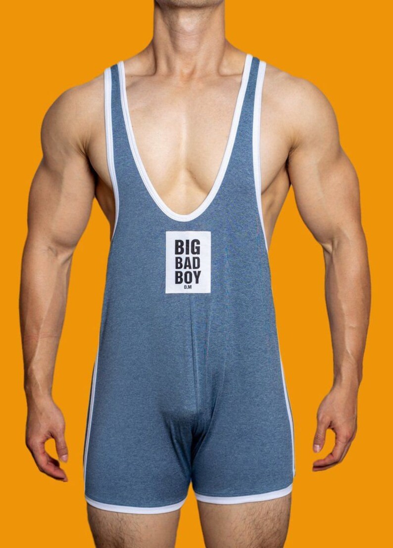 Mens Cotton Pyjama Bodysuit Wrestling Singlet Wetlook Sissy