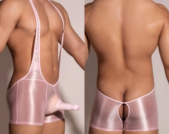 Body en nylon pour homme, slip transparent, justaucorps transparent Sissy Mankini, gilet sans manches, maillot une pièce