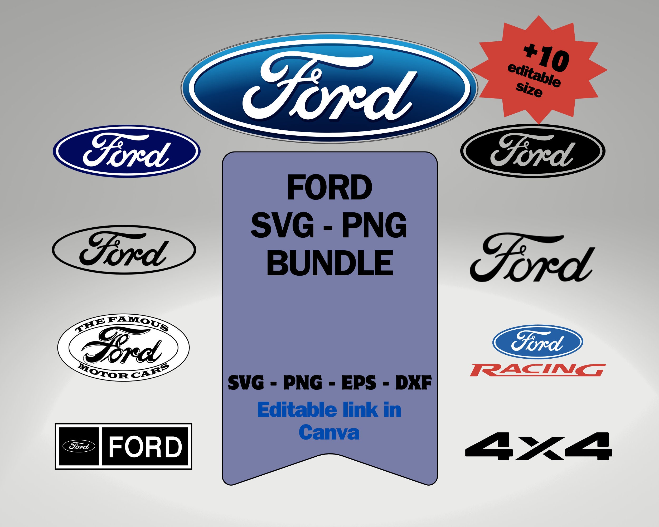 4 X Ford Badge Sticker Decal 45mm , car, window, laptop, wall , mancave, 4X4