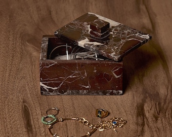 Vintage Marble Jewelry Box: Elegant Vanity Storage