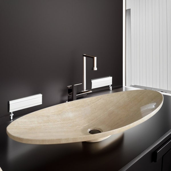 Design Travertine Sink, Handcrafted Natural Stone Kitchen Washbasin