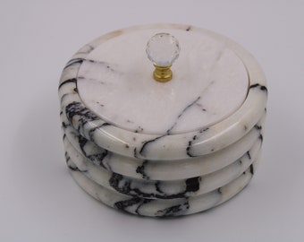 Marble Sugar and Jewelry Bowl with Lid, Honey Jar, Multipurpose jar - Elegant Marble Collection Sugar Bowl, Engraved