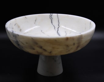 Marble Pedestal Serving Bowl, Wedding Gift Special Gift  Home Gifts, Decorative Large Curved Bowl
