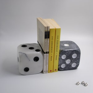 Marble Dice Bookends: Unique Bookshelf Decor, Magazine Holder (2-Piece)