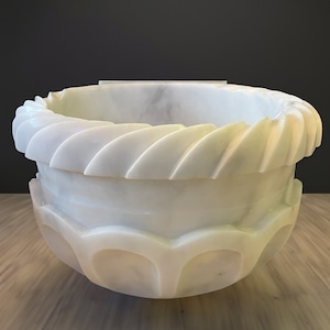 Marble Bath Sink with Spa Decor - A Touch of Elegance for Your Bathroom Retreat.