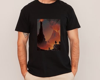 Barad-dûr The Lord of The Ring,1970&#39;s Dark fantasy style T-shirt, funny christmas gifts, halloween gift, Unisex