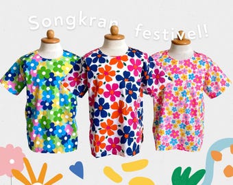 Floral Print Baumwoll Shirt für Kinder (Größe: M-XXL)