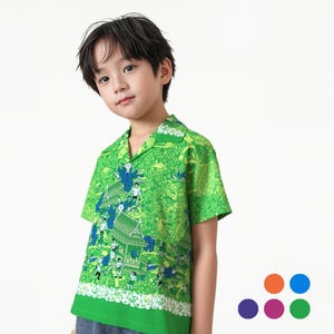 Thai Traditional Vintage Cotton Hawaiian button downs Shirt For Kids