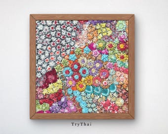 Handgefertigte gestickte blühende Blume, handgefertigte Wohnkultur & Geschenk