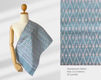 Handwoven Indigo Blue Zigzag Stripe Cotton Fabric, Rustic Thai