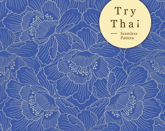 Batik Blossom Collection - Nahtloses Thai Muster Digitaler Download für Stoffe, Tapeten, Bastelprojekte