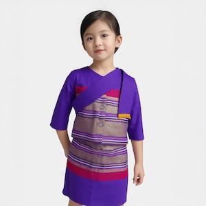 Thai Traditional Outfit Set – Long-Sleeved Shirt with Skirt for Girls