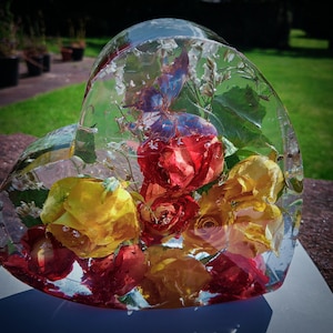 Resin heart, keepsake, wedding, funeral flowers, memorial piece, family,preservation