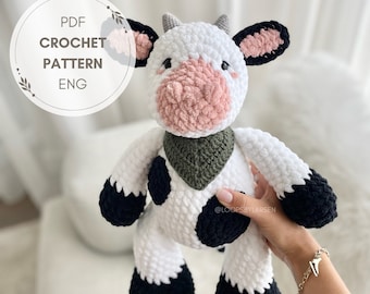 Konrad The Cow, PDF Crochet Pattern, Amigurumi Pattern, DIGITAL PRODUCT