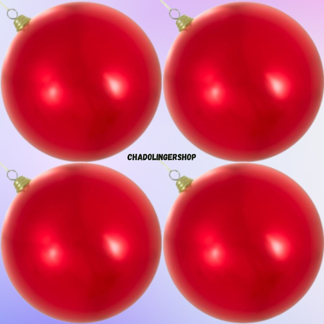 10 in Glossy Red Christmas Ball Ornaments a Set of Four Etsy