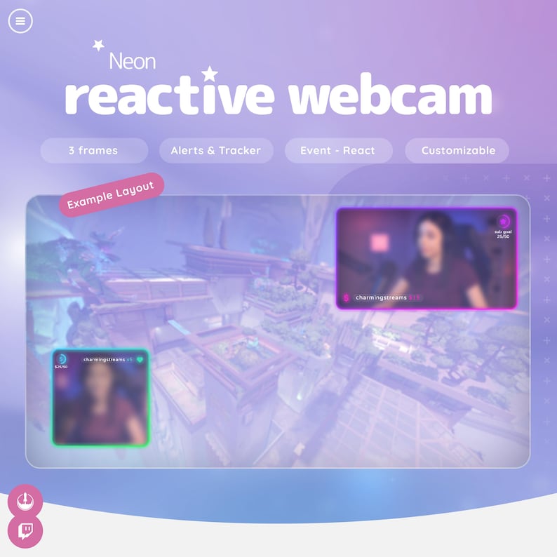 Reactive Twitch Webcam Overlay – Minimalist Design with Alerts & Goal Tracker image 6