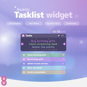 Widget TaskList para Twitch / Superposición interactiva de ruleta Spin / Lista de tareas pendientes para OBS y StreamElements