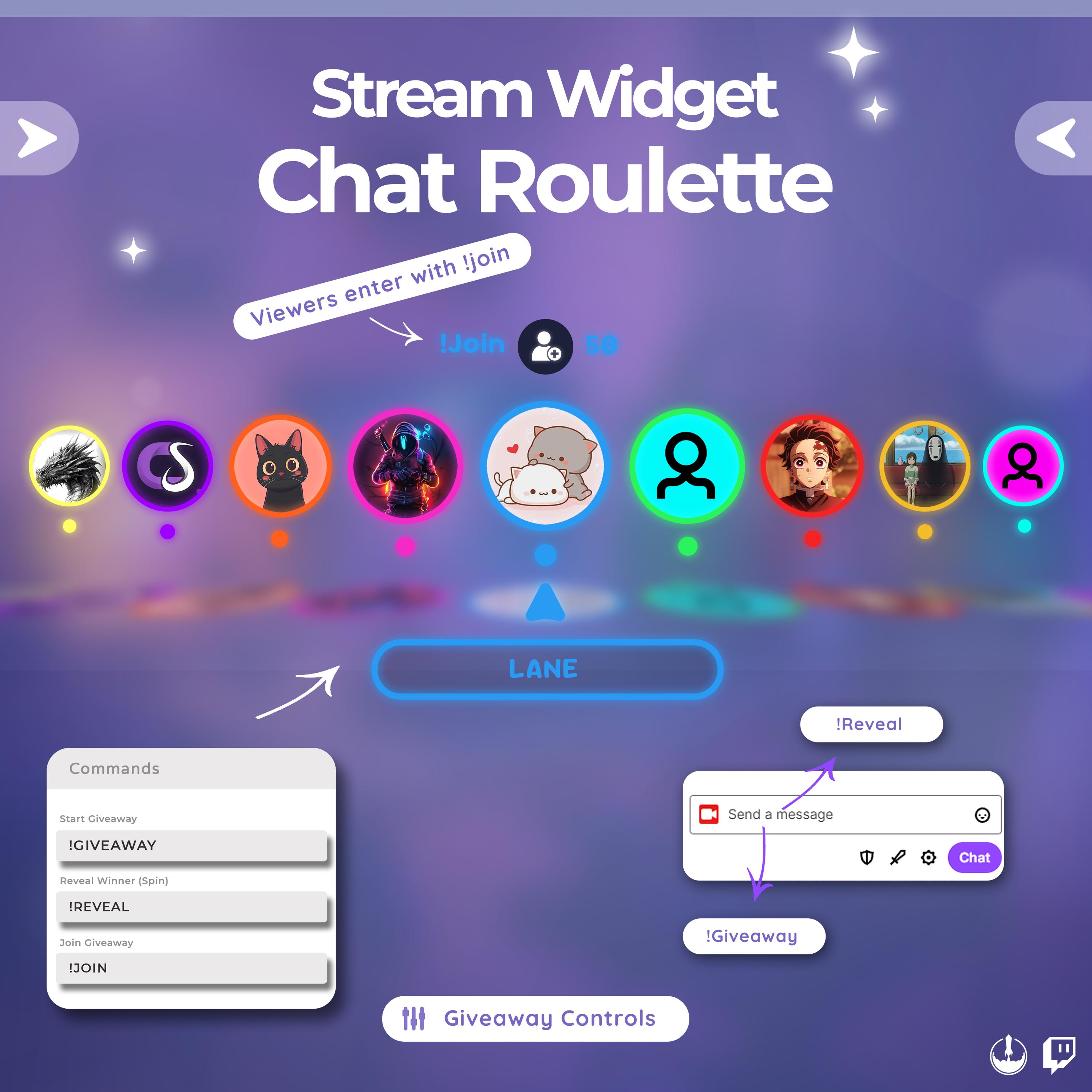 Chat Roulette Wheel – Neon Giveaway Interactive Widget for Twitch ...