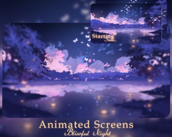 Purple Blissful Night Animierte Stream Bildschirme: Schmetterling Overlay (PNG, Webm)