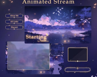 Lila Schmetterling Animiertes Stream Paket - Vtuber Overlay
