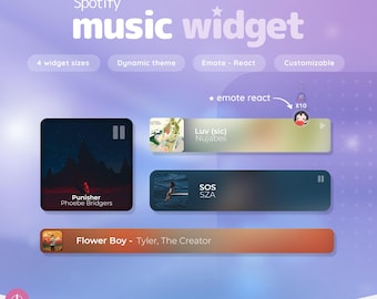Spotify Music Widget for Streamers: StreamElements Overlay with Interactive Chat Emote Reactions - Twitch OBS