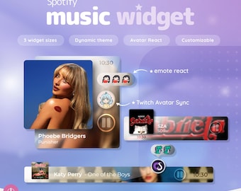 Spotify Music Widget for Streamers | StreamElements Modern Overlay | Emote Reactions, Avatar Sync