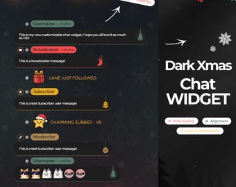 Dark Christmas Chat widget – Role Styling, Customizable Streamelements Overlay