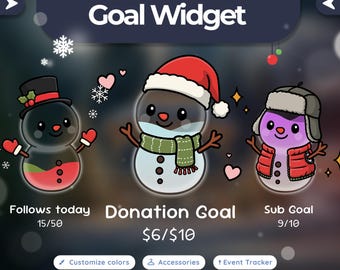 Christmas Snowman Goal Widget - Event Tracker Overlay for Twitch & Streamelements
