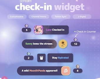 Check-in Rewards Widget for Twitch Streamers - Customizable Color Channel Point Rewards, OBS Overlay for StreamElements