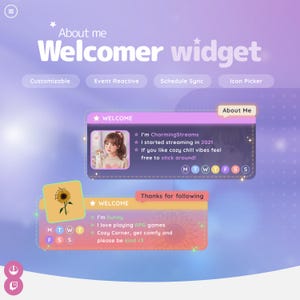 About me Welcomer widget for Streamelements | Event React + command for Twitch Streamers, OBS