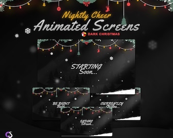 Dark Christmas Animated Twitch Screens: Multi-Language Stream Overlays (Digital Download)