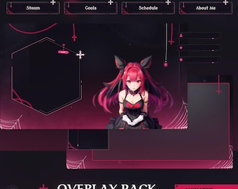 Gothic Vtuber Stream Pack – Animated Dark Theme Overlays, Panels & Scenes for Twitch