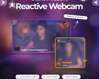 Halloween Reactive Webcam Overlay – Spooky Minimalist Design with Goal Widget & Alerts